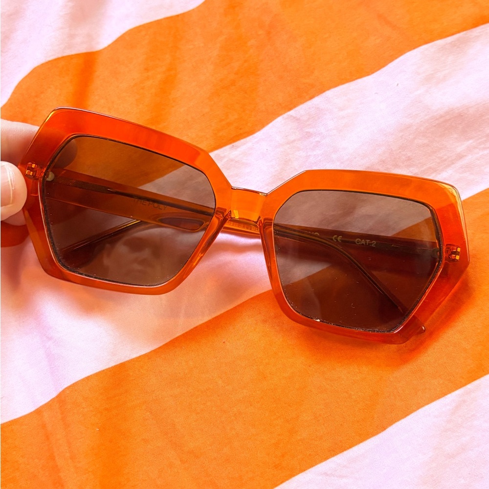 Oversized Komono Pink/ Orange Geometric Sunglasses